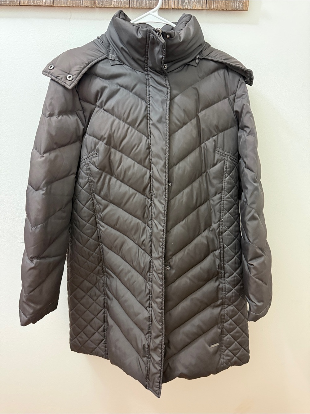 Kenneth Cole Reaction Quilted Long Puffer Coat - Gray